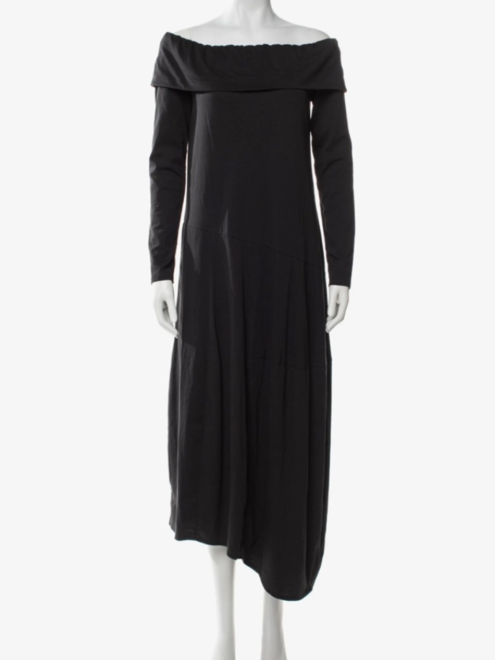 NWT Tibi Black Off-the-Shoulder Asymmetric Cotton Midi Dress Size XL/14